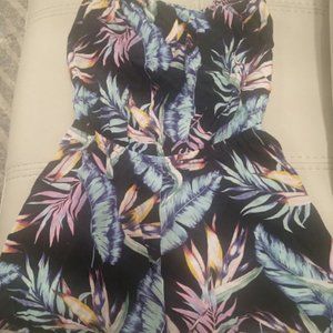 H&M Women Romper Sleeveless Floral Size 4 Summer Shorts Cinched Waist Ruffle